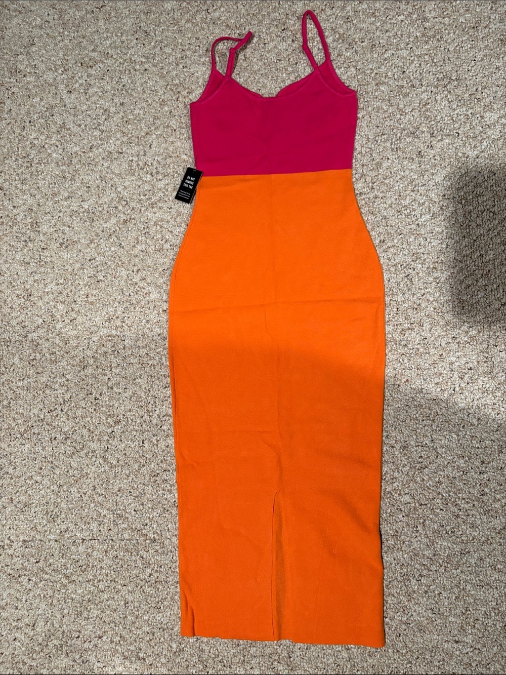 Express Pink and Orange Colorblock Midi Dress - Picture 2 of 2